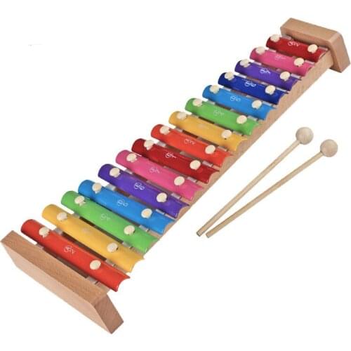 Toddler ToysTen Five-Tone Toy Piano Wooden Childrens Percussion Instrument Toy Aluminum Piano Baby Toys Musical Toys for Baby