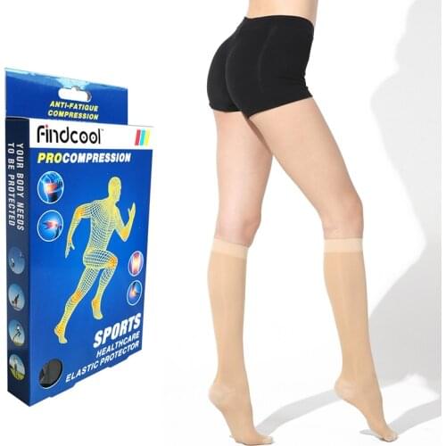 FINDCOOL Medical Compression Stockings Closed Toe Thin Yoga Knee High for Summer 15-20mmHg Anti-avricose Veins Socks