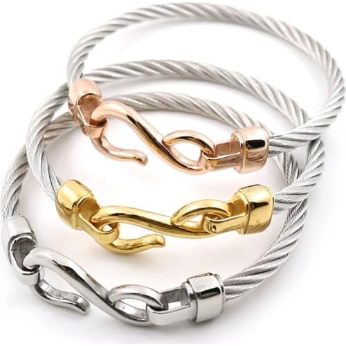 Fashion Limited Fine Jewelry Steel Two-color Bracelet Hooks Fashion Jewelry Infinity Love Charm Bracelets & Bangles For Women
