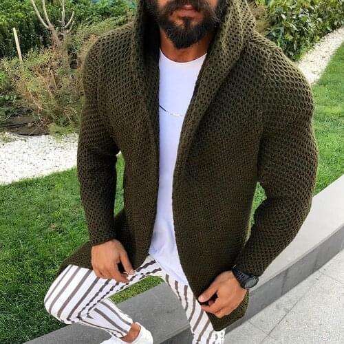 Men Cardigan Sweater With Hood Men Hooded Sweater Coat Autumn Winter Casual Coat Warm Men Fashion Clothing Knitted Sweaters