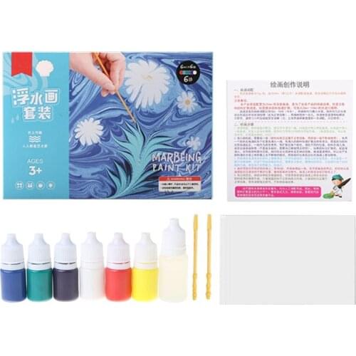 H05B Kids Water-based Art Paint Set Marbling Painting Kit DIY Painting on Water Creative Art Set of 6 Colors Acrylic Paint