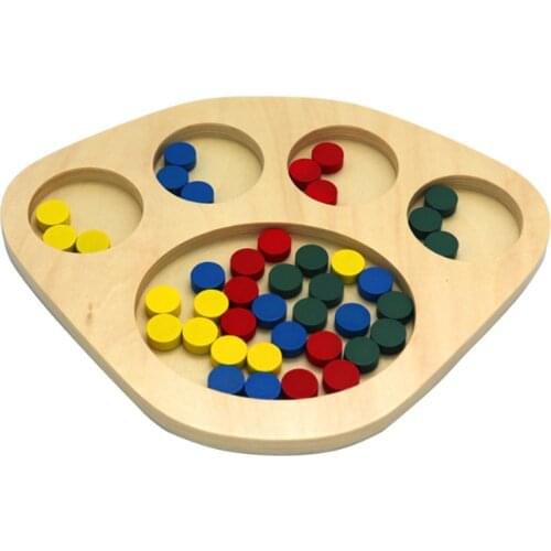 Toddler Montessori Color Sorting Board Game Wooden Baby Toy for Children Colors and Shapes Rounds Educational