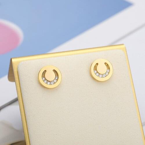 Prevent Allergy Silver Color Needle Earring Jewelry Fashion Round Earrings Punk Zircon Crescent Moon Stud Earrings For Women Men