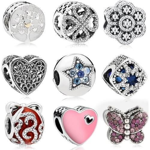 New 2020 Snowflake christmas trinket charms Five-pointed star & Four leaf clover bead jewelry fit pandora bracelet for women
