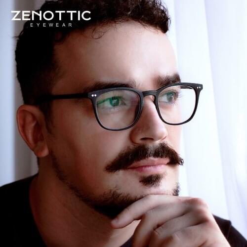 ZENOTTIC Anti Blue Light Reading Glasses Frames Men Business Square Optical Gaming Computer Eyeglasses Goggles Hyperopia Eyewear