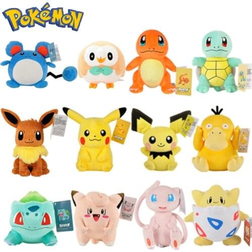Pokemon Pikachu Plush Doll Toy Bulbasaur Squirtle Charmander Eevee Snorlax Kawaii Stuffed Animal Plush Toys For Childrens Gift