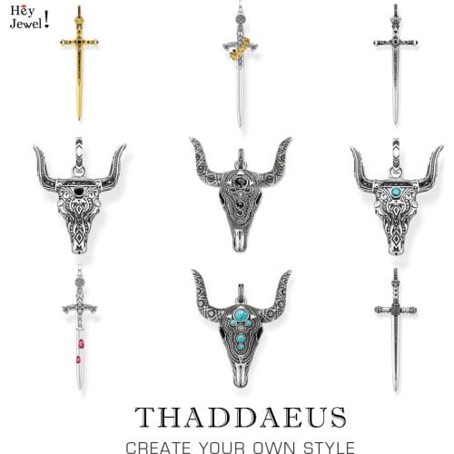 Pendant Bull Buffalo Skull,2019 Fashion Vintage Jewelry Europe Solid 925 Sterling Silver Bijoux Gift For Woman & Rebel Men