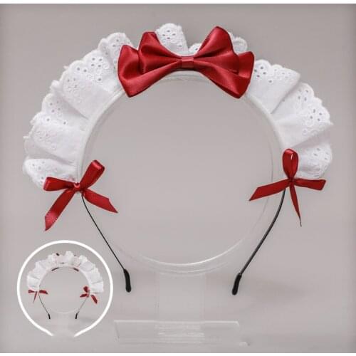 Lolita Japanese Sweet Lace Maid Cosplay Hair Band Bowknot Headwear Hairpin Hair Accessories Girl Kawaii Headband