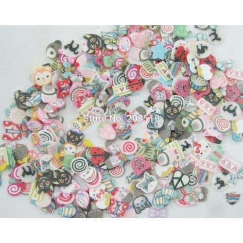 NBNKNO DIY handicraft accessories various shape buttons clay slice mix 200pcs mini nail art phone scrapbooking