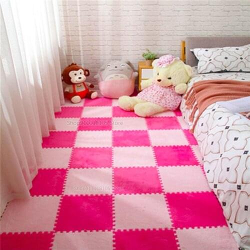 Wool Carpet Bedroom Full Of Cute Bedside Girls Atrium Wind Net Red Floor Mats 10pcs Floor Mats Splicing Home
