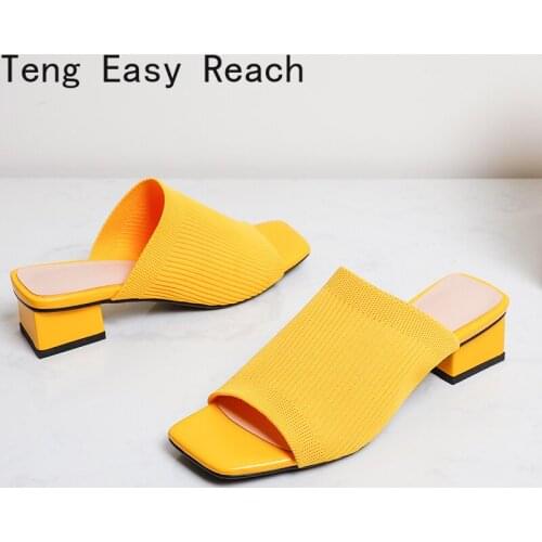 2021 New Women Summer Slides High Quality Weave Open Toe Thick heel Casual Slipper Leisure Sandal Female Beach Flip Flops