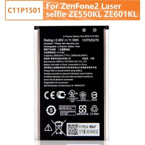 Replacement Phone Battery C11P1501 For Asus ZenFone2 Laser selfie ZE550KL ZE601KL Z00LD Z011D ZD551KL Z011D D551KL Z00UD 3000mAh