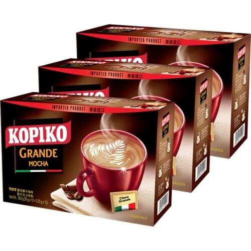 Free shipping KOPIKO Cafe Mocha Espresso Three-in-One Instand Coffee Powder 3 Boxed Package Co-1089g