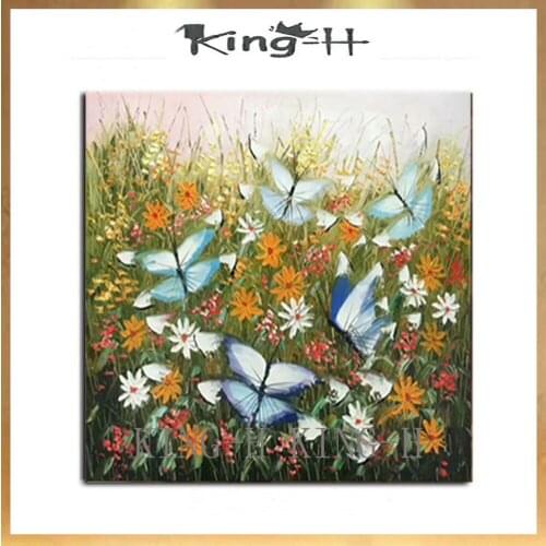 Modern hand-painted oil painting knife thick oil animals colorful butterfly sofa decorate children room hotel lobby