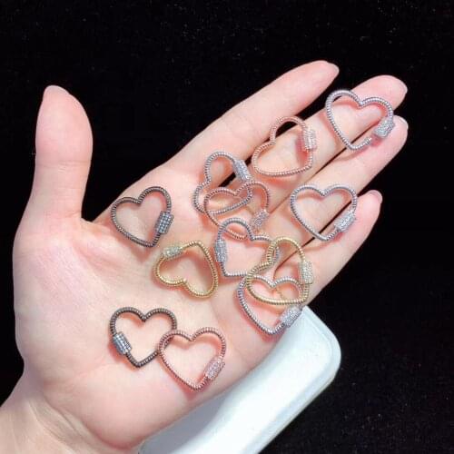 ST019 Multicolor Optional Exquisite Cubic Zirconia Pave Heart Shape Clasp Electroplated Clasp Jewelry Findings Fashion Jewelry