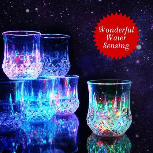 LED Flashing Glowing Water Liquid Activated Light Wine Glass Cup Mug Party NEW