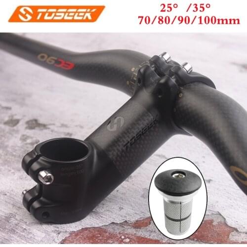 TOSEEK 25/35degree Carbon Stems 70/80/90/100mm Bicycle Handlebar Stem Ultralight Mountain Bike Stem Bicycle Part