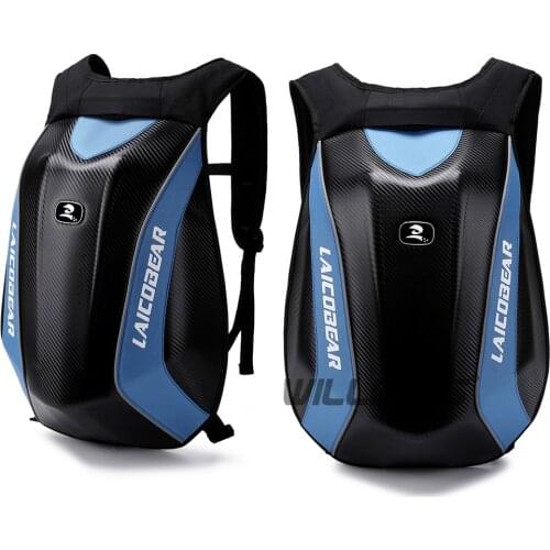 Waterproof Motorcycle Hard Shell Backpack Motorbike Scooter Street Moto Shoulder Bag Carbon Fiber Backpacks Computer Blue Bags