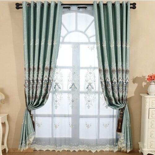 European-style water-soluble embroidery curtains blackout curtain and tulle for living room and for bedroom