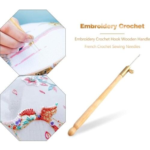 Embroidery Tambour Crochet Hook with 3 Needles French Crochet Embroidery Beading Hoop 3 In 1 Tambour Sewing Craft Crochet