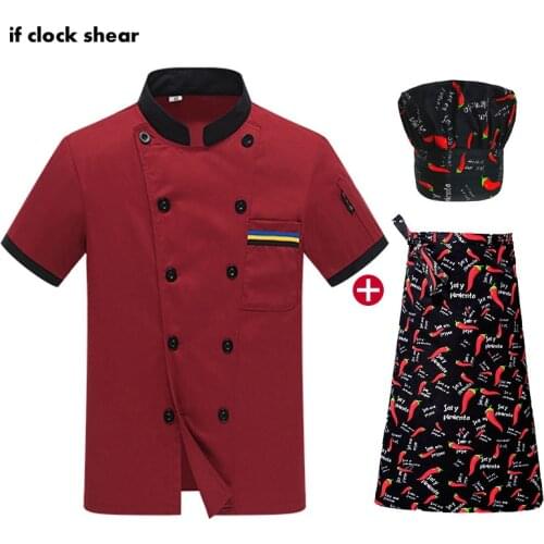 High Quality Unisex chef restaurant uniform catering work clothes black chef Jackets Kitchen Short Sleeved cooker shirt uniform