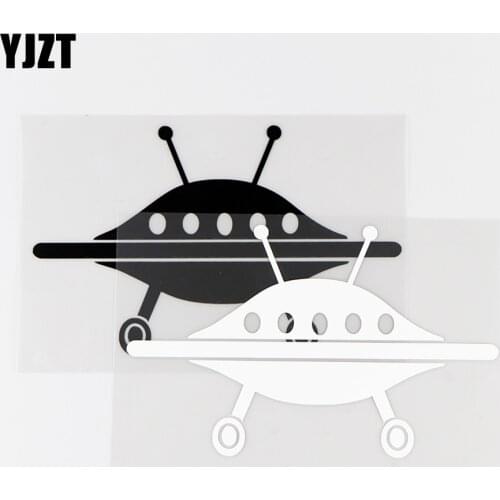 YJZT 14.9X9.2CM Ufo Creative Vinyl Car Sticker Decals Flying Saucer Art Decor Black / Silver 10A-0067