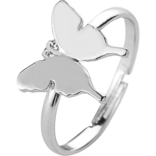 Women Rings Adjustable Opening Butterfly Rings Couple Wedding Rings Fashion Simple Accessories Designed for Women Give Girl Gift
