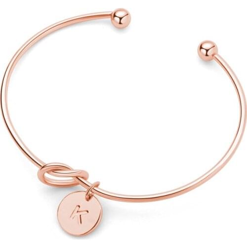 Bracelet GOLD A-Z Initial Letter American Fashion Charm Alphabet Bracelet Adjustable Wire Wrap Cuff Bangle