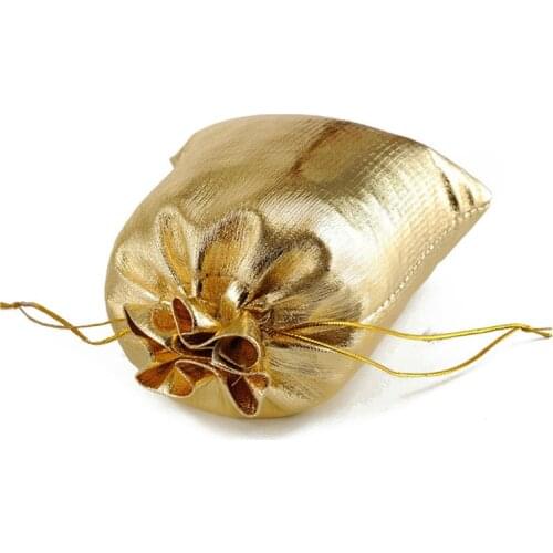 10Pcs//lot Gold Silver Drawstring Gift Bags Jewelry Packaging Bag Wedding Party Favour Candy Bags Favor Pouches