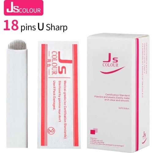 100 pcs lamina Microblading Needles U Shape 18 pins Blades Tattoo Needles For Permanent Microblading Embroidery Pen