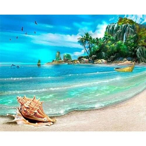 2017 DIY Diamond Painting Cross Stitch Seaside scenery Home Decor Full Rhinestone Mosai full Rubiks Cube Drill Picture