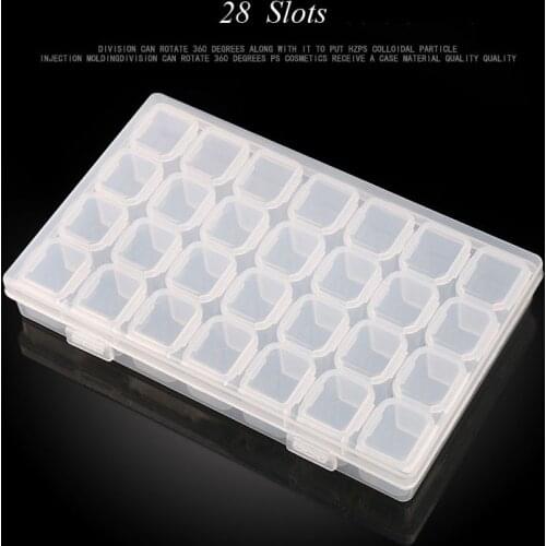 28 Slots Transparent Nail Art Empty Storage Case Box Nail Glitter Rhinestone Crystal Beads Accessories Container Plastic Box