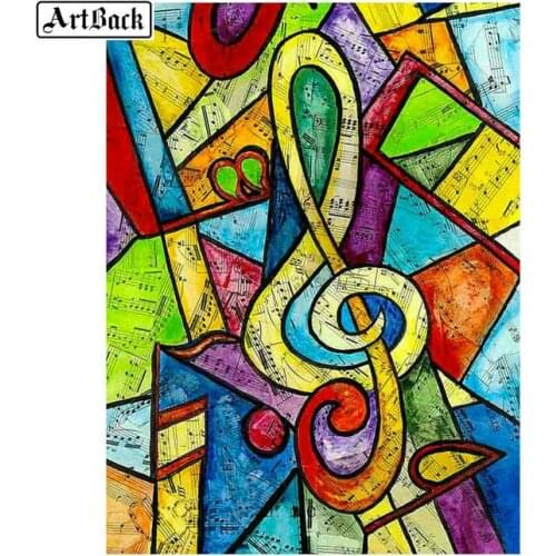 5d diy diamond painting color music pattern full square Music icon mosaic 3d diamond embroidery round drill home decoration