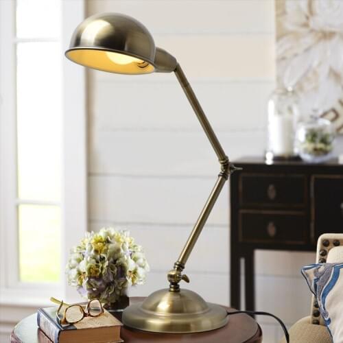 American metal long arm retro desk lamp bedroom bedside lamp all copper folding reading creative LED desk lamp free shipping