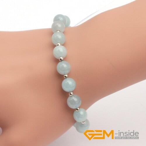 8mm Aquamarines Bracelet Natural Stone Bracelet Lucky Stone For Libra, Sagittarius And Scorpio Birthstone Wholesale