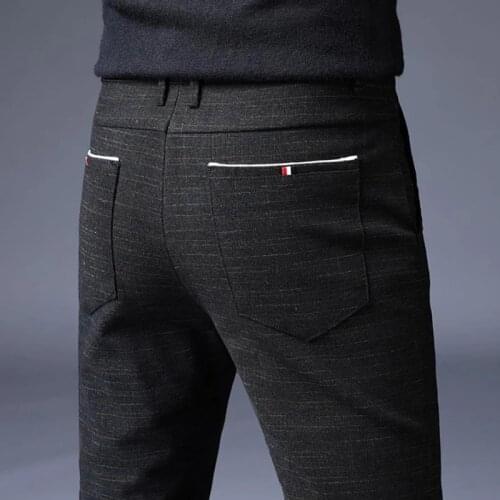 2021 New Mens Stripe Casual Pants Mens Four Seasons High Quality Business Trousers Mens Straight Harem Pants Mens clothing