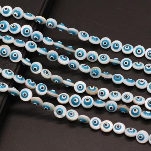 Natural Shell bead White Shell Devils Eye round Loose spacer Beads charms for jewelry making DIY necklace bracelet accessories