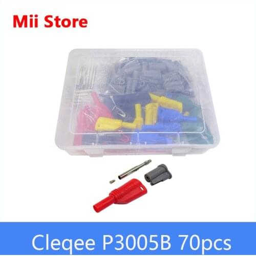 Cleqee P3005B 70pcs High Quality 5 colors 4mm Stacking Safety Banana Plug Weld/Assembly Multimeter Connector Welding-free