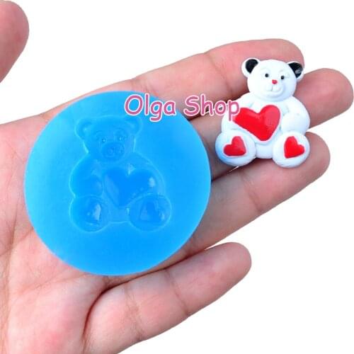 DYL039 27.6mm x 23.8mm Bear Silicone Mold Fondant Cake Decoration Candy Resin Clay Earrings Necklace Craft Soap Candle FOOD SAFE