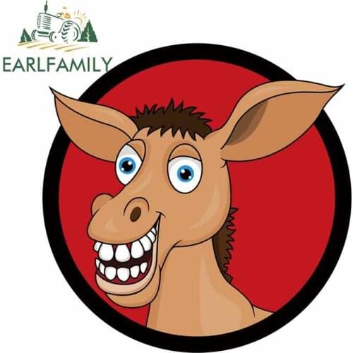 EARLFAMILY 13cm x 12.9cm for Donkey Head Camper Car Stickers Anime Car Styling Waterproof 3D Funny Custom Printing SUV Decal