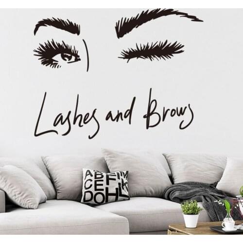 Beautiful Eyes Lash Wall Sticker Eyelashes Extensions Beauty Salon Wall Decals Room Decoration Eyebrows Make Up