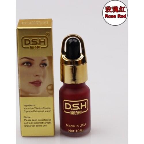 Rose red color DSH import permanent makeup micro pigment manual tattoo ink cosmetic for eyebrow eyeliner lips 10ml