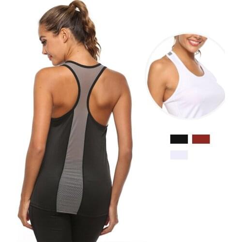 2020 summer womens sports fitness yoga sports mesh sleeveless quick-drying vest stitching womens sleeveless vest fitness joggi