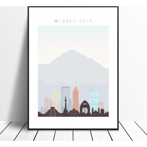 Mexico City Skyline Wall Art Poster Picture Modern Minimalist Bedroom Living Room Decoration No Frame