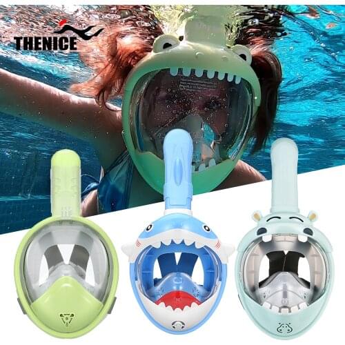 Cartoon swimming mask boy girl full face HD snorkeling mask for children diving anti-fog and anti-leak snorkeling diving mask