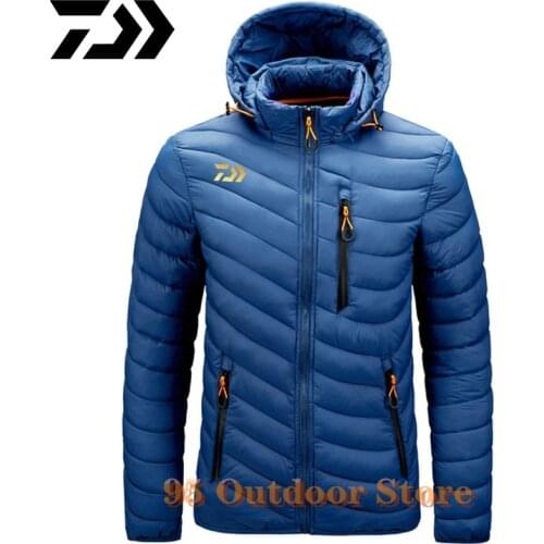 Men 2022 Winter Daiwa New Casual Fishing Warm Thick Jacket Parkas Coat Outwear Windproof Hat Parkas Jacket Women with Removable