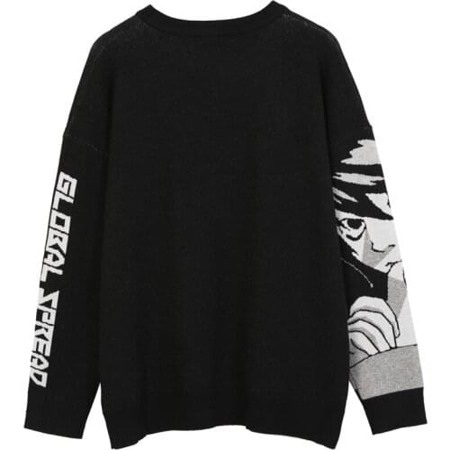 Mens Hip Hop Streetwear Harajuku Sweater Vintage Retro Japanese Style Anime Girl Knitted Sweater 2020 Autumn Cotton Pullover