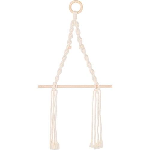 Wall Hanging Wooden Stick Rack, Bedroom Living Room Bathroom Wooden Paper Towel Rack, Hand-Woven Rack