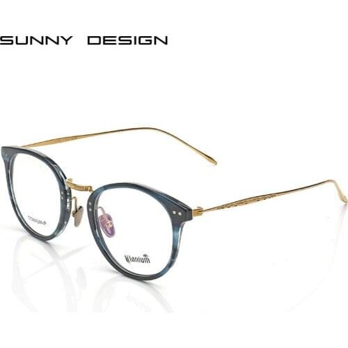 Female thin leg glasses retro round titanium frame pure titanium decorative glasses frame myopia