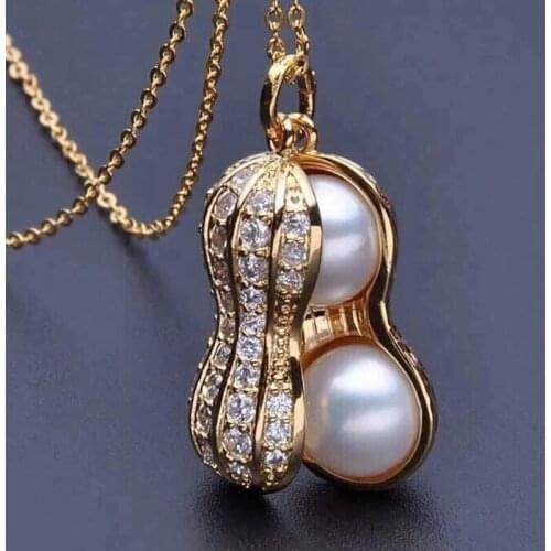 5Pcs Imitation Pearls Necklace Women New Temperament Korean Style Peanut Shape Alloy Material High Quality Gift Jewelry Necklace